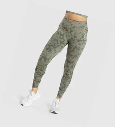 Gymshark Adapt Camo Seamless High Waisted Leggings Dame Grønn | ACQDZW936