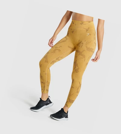 Gymshark Adapt Camo Seamless High Waisted Leggings Dame Gul | ODWFHV829