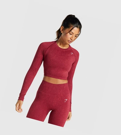 Gymshark Adapt Fleck Seamless Crop Top Gensere Dame Burgunder | PBHELO027