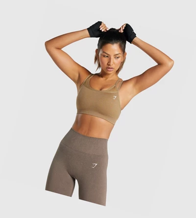 Gymshark Adapt Fleck Seamless Sports Bh Dame Lyse Brune | CRWBIO537