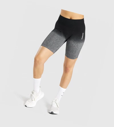 Gymshark Adapt Ombre Seamless Shorts Dame Svarte Svarte | VUCWHJ973