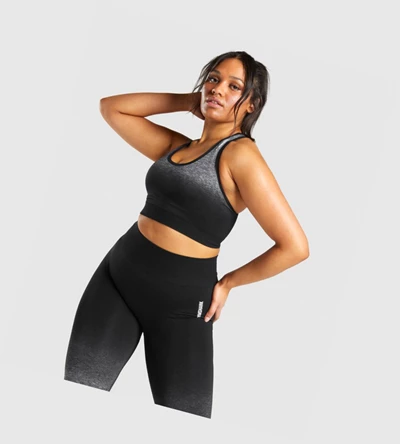 Gymshark Adapt Ombre Seamless Sports Bh Dame Svarte Svarte | FMYORZ782