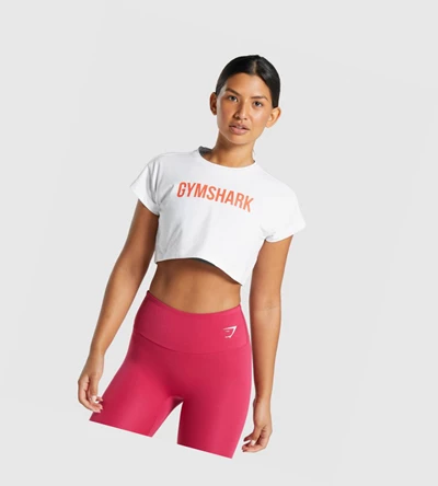 Gymshark Animal Grafiske Infill Crop T-skjorte Dame Hvite | AFHYTP517