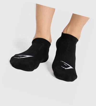 Gymshark Ankle 3pk Sokker Dame Svarte | CWZQRE826