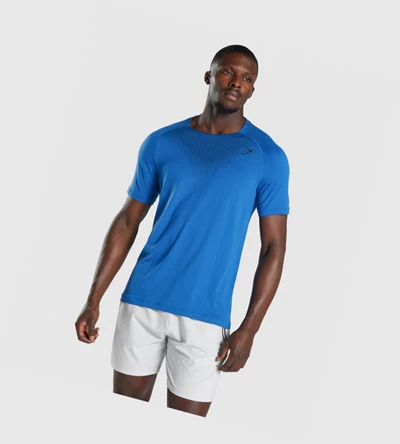 Gymshark Apex Contrast Seamless T-skjorte Herre Blå | UELTHO087