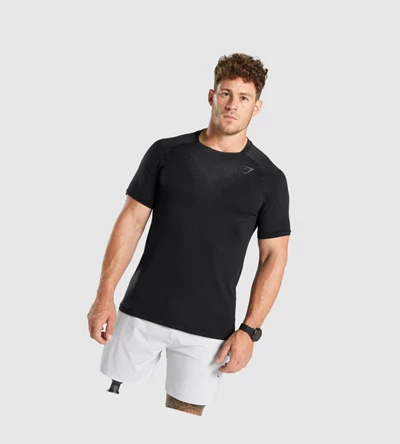 Gymshark Apex Contrast Seamless T-skjorte Herre Svarte | YSGWTJ897