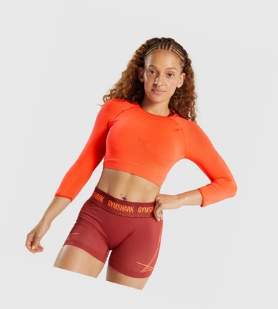 Gymshark Apex Seamless Crop Top Gensere Dame Oransje | DMLOFA195