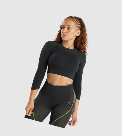 Gymshark Apex Seamless Crop Top T-skjorte Dame Svarte | ZTOILR981