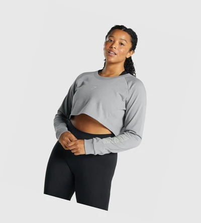 Gymshark Apollo Grafiske Cropped Genser Klær Dame Grå | DIPHZA183