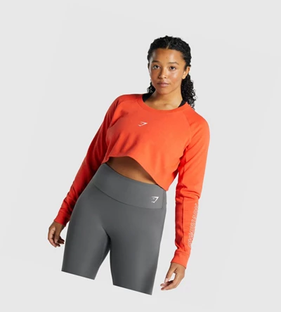 Gymshark Apollo Grafiske Cropped Genser Klær Dame Oransje | MUJZOV179