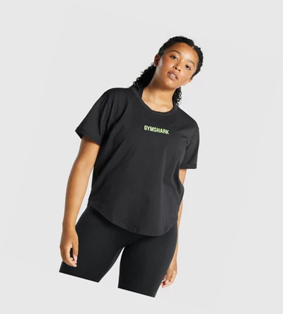 Gymshark Apollo Grafiske T-skjorte Dame Svarte | ZGIQKC514