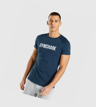 Gymshark Apollo T-skjorte Herre Marineblå | KDOTJH610