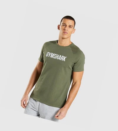 Gymshark Apollo T-skjorte Herre Olivengrønne | EZAMOL489