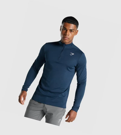 Gymshark Arrival 1/4 Zip Klær Herre Marineblå | GCDORW652