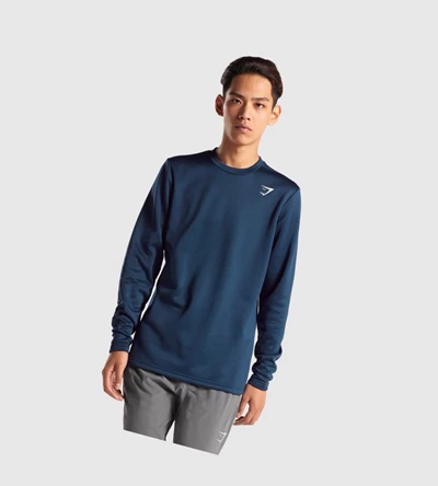 Gymshark Arrival Crew Sweatshirt Klær Herre Marineblå | UXDCVT680