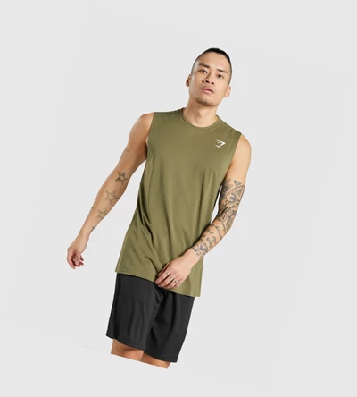 Gymshark Arrival Ermeløse Singlet Herre Mørke Grønn | MIXDLZ683