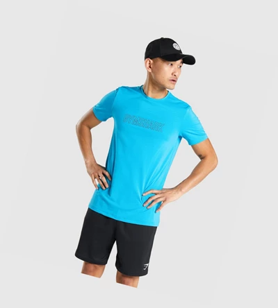 Gymshark Arrival Grafiske T-skjorte Herre Lyse Blå | EYTRBC264