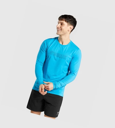 Gymshark Arrival Grafiske T-skjorte Herre Blå | QOLMVX483