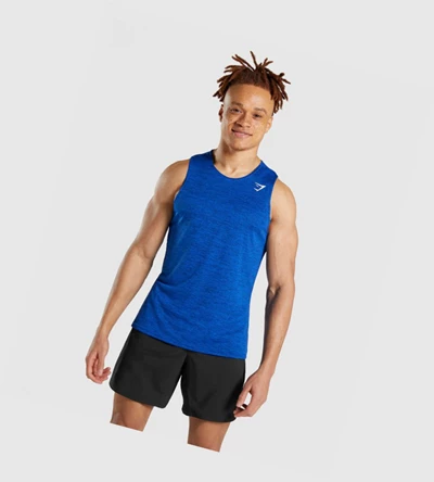 Gymshark Arrival Marl Singlet Herre Blå | ZXTQCY371