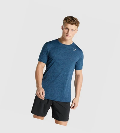 Gymshark Arrival Marl T-skjorte Herre Marineblå | HULKGD971