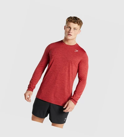 Gymshark Arrival Marl T-skjorte Herre Rød | UZKMQF467