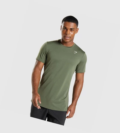 Gymshark Arrival T-skjorte Herre Olivengrønne | QACTEH761