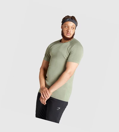 Gymshark Aspect Lette Seamless T-skjorte Herre Lyse Grønn | PZOQHJ013