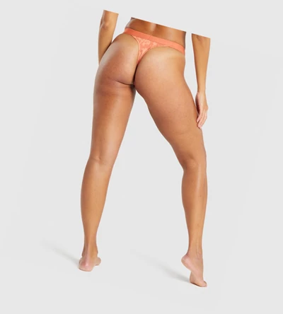 Gymshark Bomull High Rise Thong Undertøy Dame Oransje | YZNOAH342