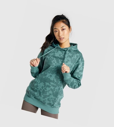 Gymshark Camo Grafiske Oversized Klær Dame Mørke Grønn | ONLBEP790