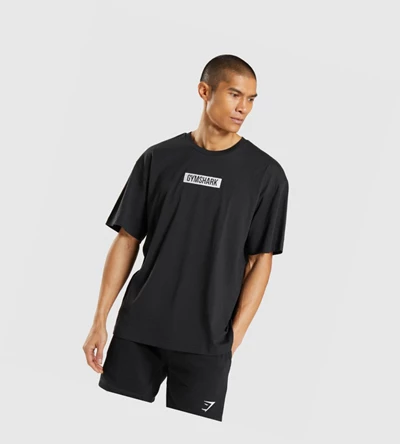 Gymshark Central Oversized T-skjorte Herre Svarte | OGCEQR862