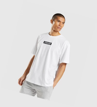 Gymshark Central Oversized T-skjorte Herre Hvite | WYOZFR760