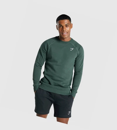 Gymshark Crest Sweatshirt Klær Herre Mørke Grønn | KIOUVB319