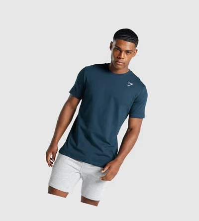 Gymshark Crest T-skjorte Herre Marineblå | KLBWDI908