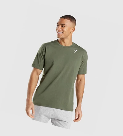 Gymshark Crest T-skjorte Herre Olivengrønne | CKSYXN917