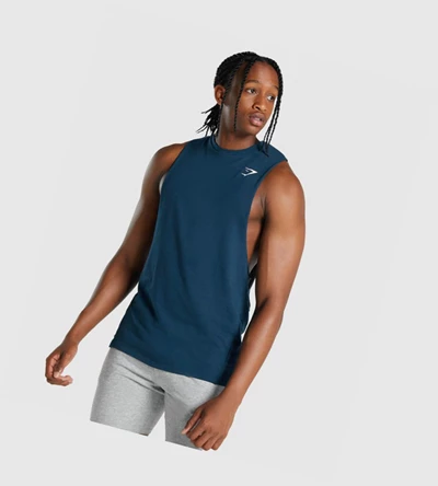 Gymshark Critical 2.0 Drop Arm Singlet Herre Marineblå | BLHIND631