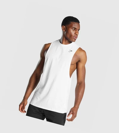 Gymshark Critical 2.0 Drop Arm Singlet Herre Hvite | VBCOQK563