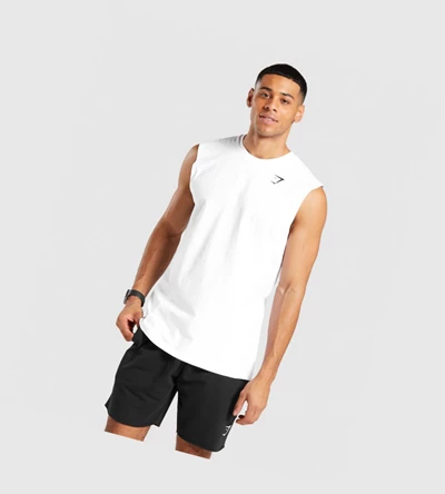 Gymshark Critical Ermeløse Singlet Herre Hvite | VXHROU638