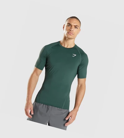 Gymshark Element Baselayer T-skjorte Herre Mørke Grønn | GHNUTZ713