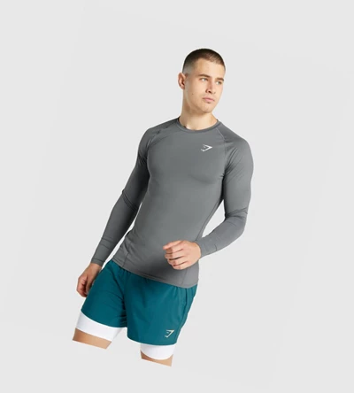 Gymshark Element Baselayer T-skjorte Herre Grå | NDKUZB248