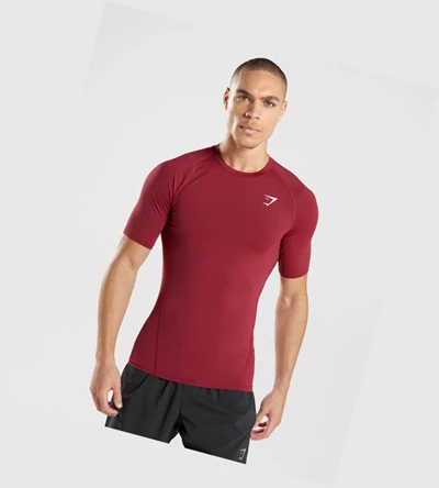 Gymshark Element Baselayer T-skjorte Herre Burgunder | RFGEWY297