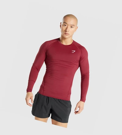 Gymshark Element Baselayer T-skjorte Herre Burgunder | SCBGTR102