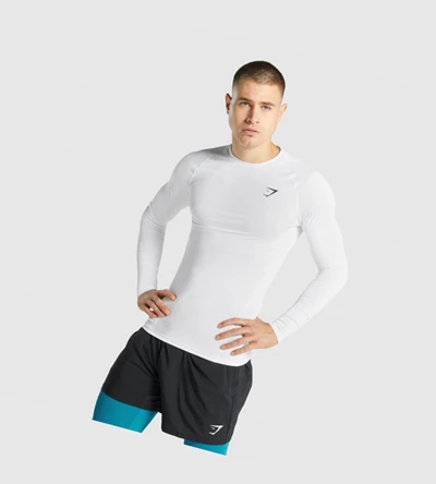 Gymshark Element Baselayer T-skjorte Herre Hvite | TQXJOR743