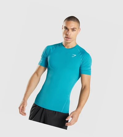 Gymshark Element Baselayer T-skjorte Herre Blå | XQDGTL439