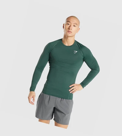 Gymshark Element Baselayer T-skjorte Herre Mørke Grønn | ZBKNXR923