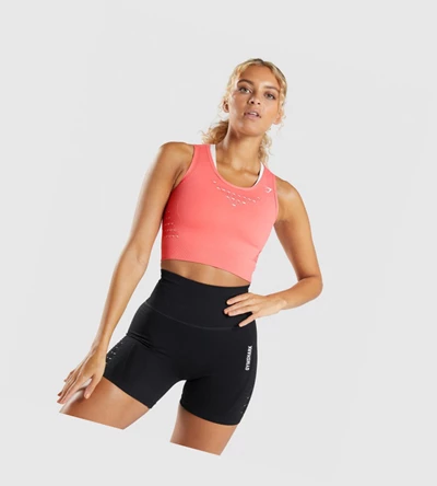 Gymshark Energy Seamless Crop Top Gensere Dame Rosa | AUMWIQ942