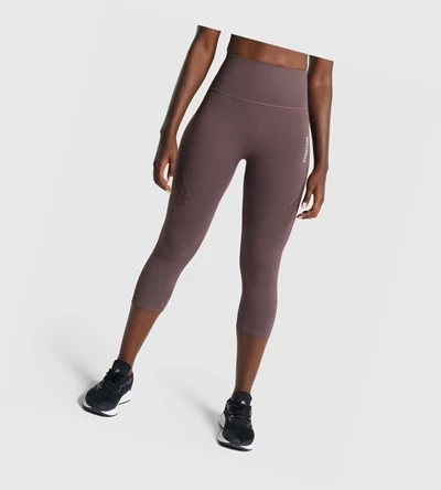 Gymshark Energy Seamless Cropped High Waisted Leggings Dame Brune | LDZQSV905