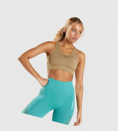 Gymshark Energy Seamless Sports Bh Dame Brune | IXJUDM947