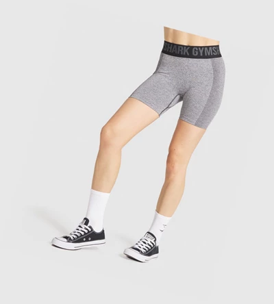 Gymshark Flex Shorts Dame Grå Svarte | LISPXN039