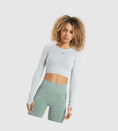 Gymshark Flex Sports Crop Top Gensere Dame Lyse Grå | GCATJR375