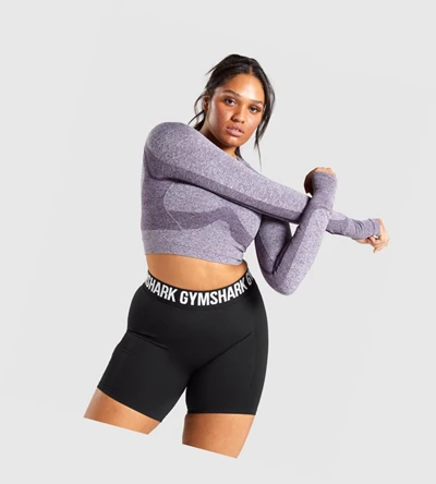 Gymshark Flex Sports Crop Top Gensere Dame Lilla | LEUQPH015